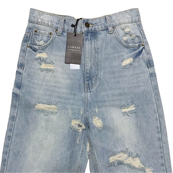 NEW Lioness Cobain Distress Wide Leg Light Wash Blue Jeans Women’s Size 4 - Picture 6 of 11